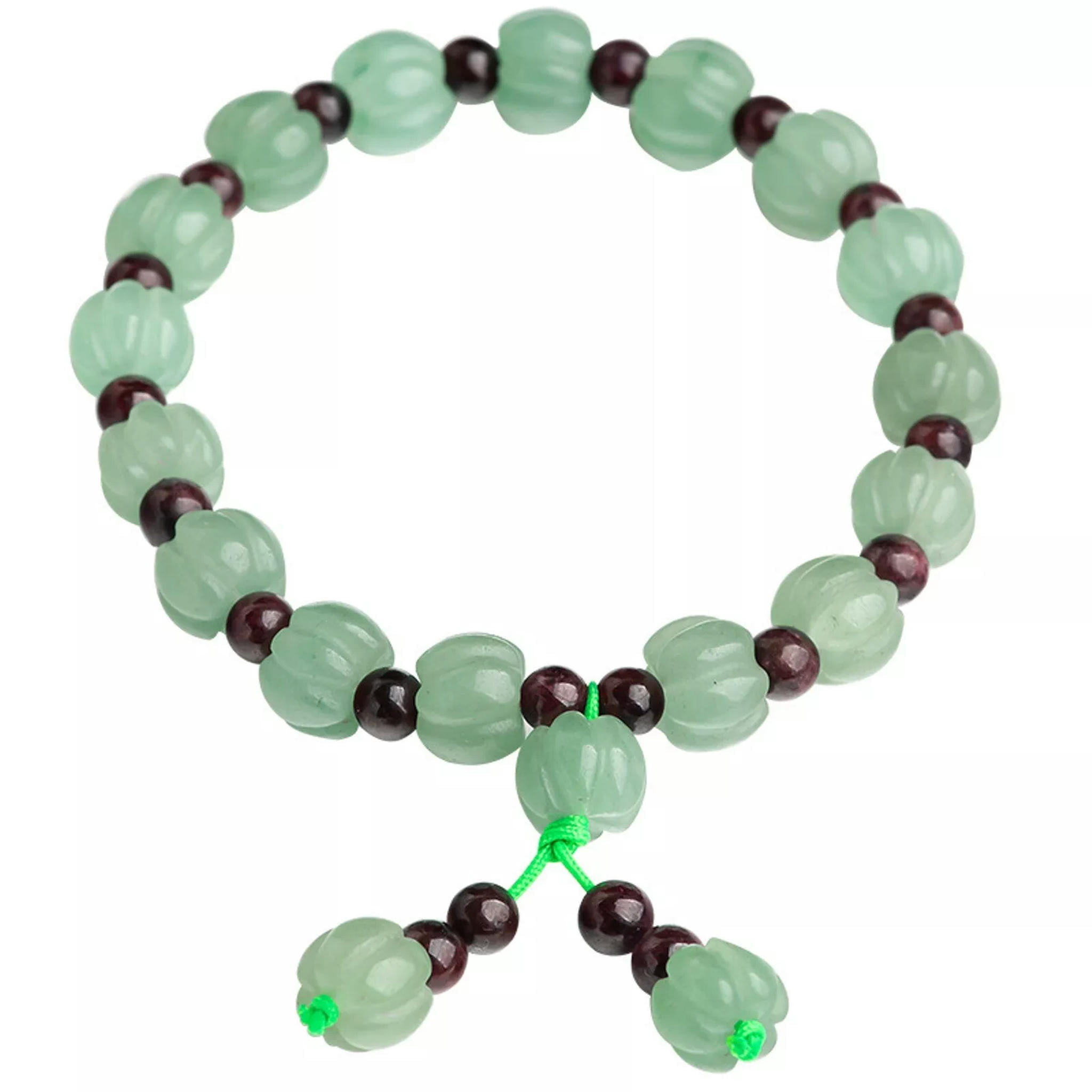 HOOUN Natural Aventurine Jade Green Pumpkin Beaded Braided Bracelet Lucky Women Gift