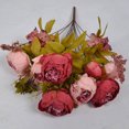thumbnail image 5 of Worallymy Ramo de flores artificiales de peonía para el hogar y la oficina decoración floral falsa ramo de flores de seda para fiesta de boda rojo oscuro Worallymy JD735805095, 5 of 5