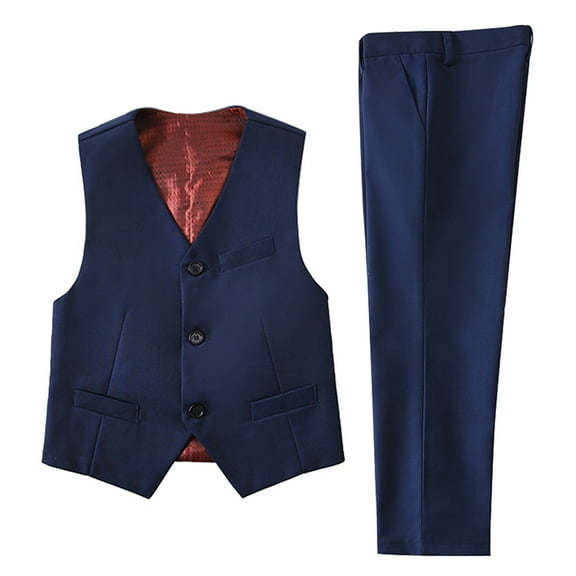 Lycody Kids and Boy's Formal Dress Suit Set Outfit, from Toddlers to Teen, Adjustable Waist, Graduation, Wedding, Party, 2PCS, Vest and Pants