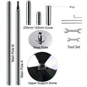 Alden Design Adjustable Portable Dance Pole with Static and Spinning Exercise Fitness Modes, Silver