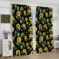 thumbnail image 5 of Sunflower Blackout Curtains Watercolor Yellow Flowers Green Leaves Fall Farmhouse Rustic for Girls Women Bedroom Living Room Bathroom Rod Pocket Decoration Window Drapes 2 Panels W21xL63in, 5 of 6