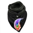 thumbnail image 1 of Women Color Feather Print Cotton Winter Warm Button Up Scarf, 1 of 3