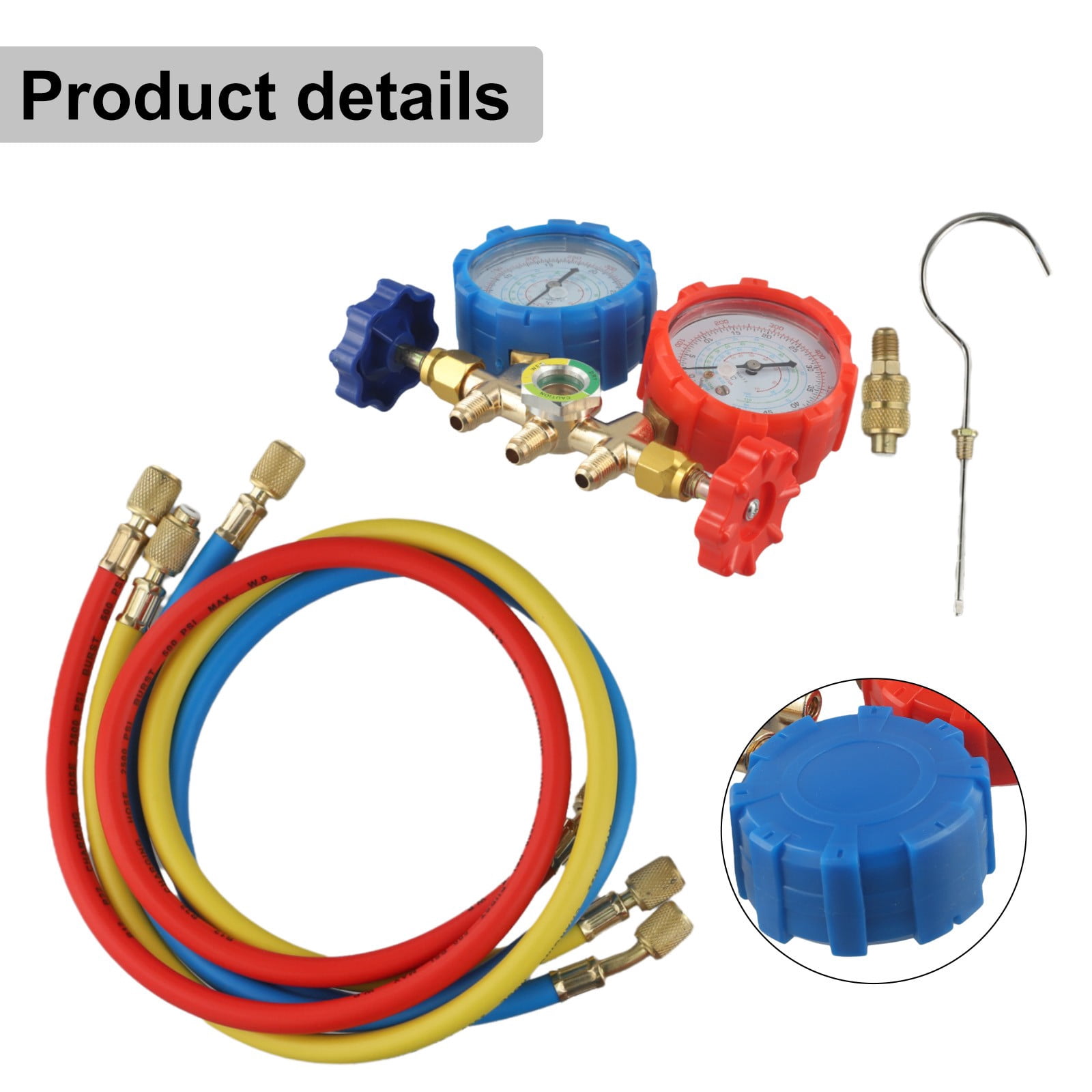 Yannee AC Manifold Gauge Set for R134A R1234YF, Automotive 4 Way Car AC Gauge Set-Test Equipment Parts & Accessories
