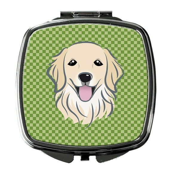 Green Checkered Golden Retriever Compact Mirror BB1137SCM