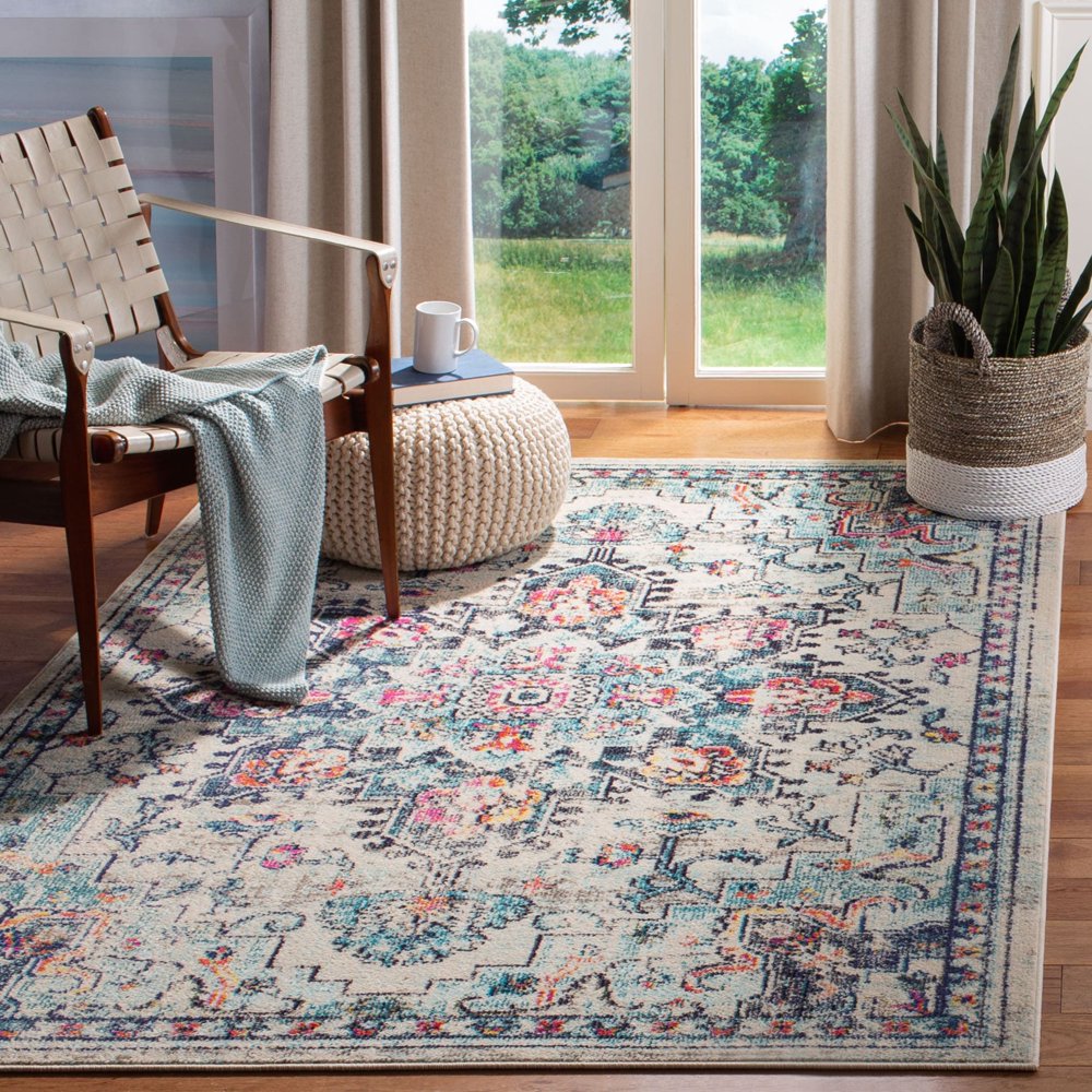 Safavieh Madison Diederike Boho Medallion Distressed Rug Cream/Blue 3