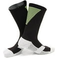 thumbnail image 2 of Lian LifeStyle Men's 1 Pair High Crew Athletic Sports Socks Size M XL0028-05(Black w/Green Strip), 2 of 2