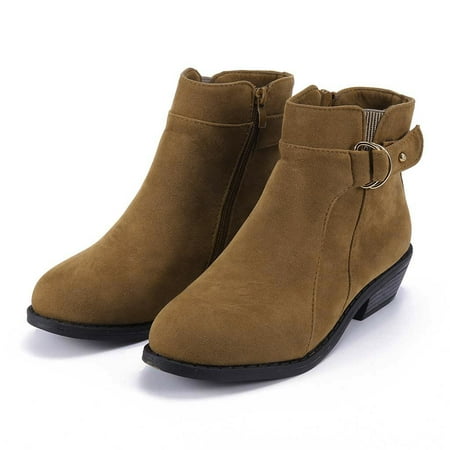 

CBGELRT Shoes for Women Fashion Suede Ankle Boots Low Heel Round Toe Non-Slip Short Booties Solid Color Leather Bucket Side Zipper Sandals Women s Casual Shoes Brown Asian Size 39