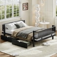 thumbnail image 4 of ENTU Queen Size Platform Bed Storage Drawers Metal Daybed Frame Round Pipe Low Profile Black, 4 of 25