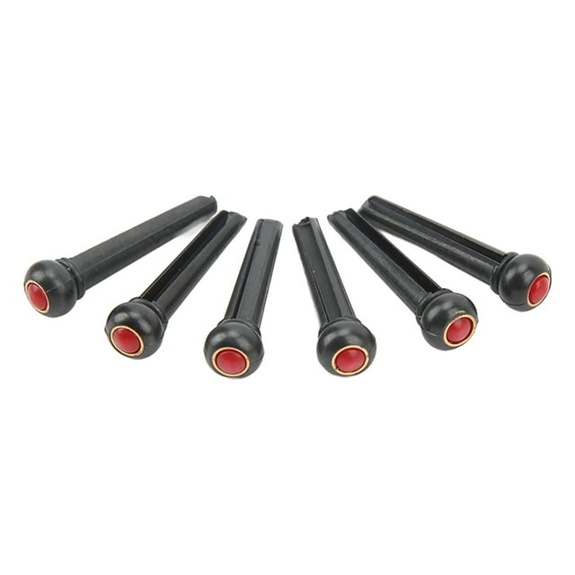 Kit de 6 clavijas negras para puente de guitarra, decorativas, robustas y con mayor claridad, de repuesto, tipo cabeza roja.