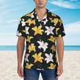 thumbnail image 4 of Balery Lilies Flowers Print Men's Hawaiian Shirts Short Sleeve Beach Shirt Relaxed Fit Vacation Button Down Shirts-Small, 4 of 9