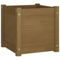 thumbnail image 2 of vidaXL Garden Planters 2 pcs Honey Brown 15.7"x15.7"x15.7" Solid Wood Pine, 2 of 9