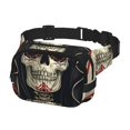 thumbnail image 2 of Fuzoiu Gothic Skull With Roses Print Unisex Square Double Layer Waist Bag,Crossbody Fanny Pack Travel Workout Accessory, 2 of 9