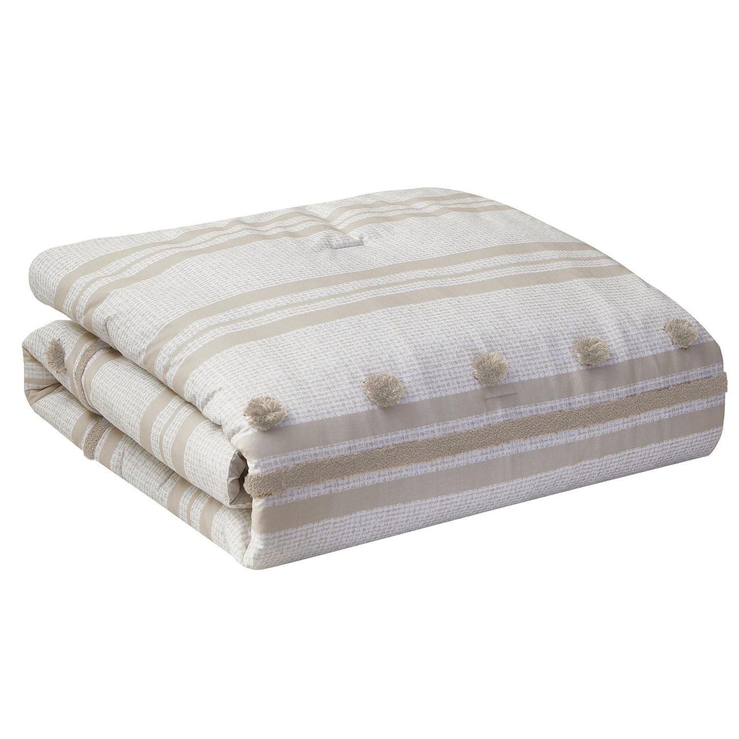 Beco Home Pom Pom Stripe 3 Piece Reversible Comforter Set