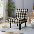 thumbnail image 1 of Kassi Traditional Upholstered Farmhouse Accent Chair, Black Checkerboard, 1 of 6