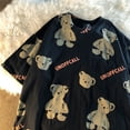 thumbnail image 1 of Verano nuevo estilo marea nacional estampado completo oso de dibujos animados Kawaii camiseta de manga corta mujer Retro suelta Harajuku Casual de gran tamaño Tan Jianjun unisex, 1 of 2
