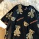 thumbnail image 1 of Verano nuevo estilo marea nacional estampado completo oso de dibujos animados Kawaii camiseta de manga corta mujer Retro suelta Harajuku Casual de gran tamaño Tan Jianjun unisex, 1 of 2