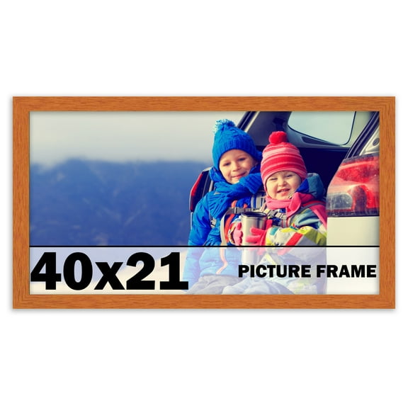 40x21 Frame Honey Pecan Brown Picture Frame - Modern Photo Frame Includes UV Acrylic Shatter Guard