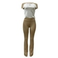 thumbnail image 3 of gbyLJF 2 Piece Sets for Women Summer Casual Workout Yoga Sweatsuit Slim Fit Crew Neck T-shirt High Waist Legging Outfits, 3 of 6