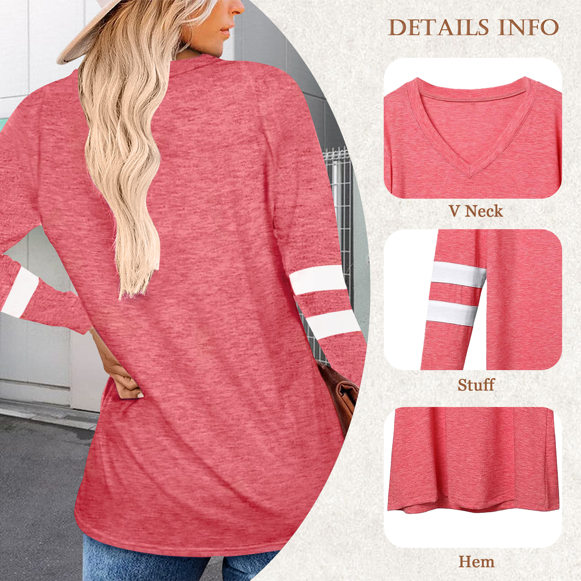 Temofon Women's V-Neck Color Block Tunic Top photo 2