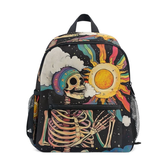 FORMRS School Backpack with Front Zippered Pocket 12" Student Travel Daypack, Skeleton with Sun