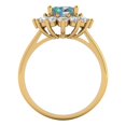 thumbnail image 4 of 2.72 ctw with Simulated Diamond Halo Accents Anniversary Ring for Women | Oval Cut Blue Moissanite | Hyperallergenic Solid 18K Yellow Gold, 4 of 5
