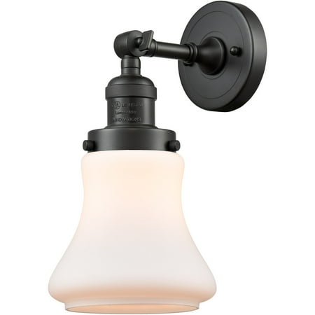 

Oil Rubbed Bronze Tone Wall Sconces 7 Wide Matte White Glass Steel/Cast Brass Medium Base 1 Light Fixture