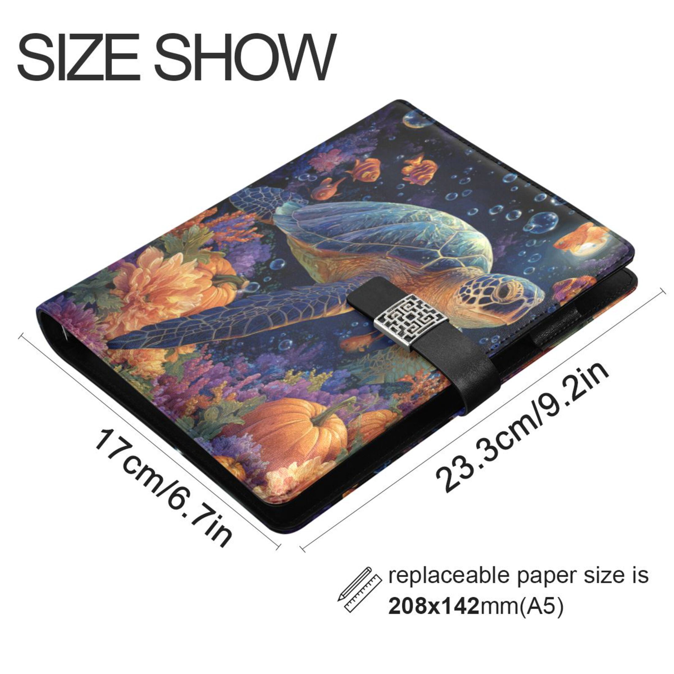 Leather Planner Leather Notebook Notebook Journal Binder Design Pen Pocket Design Convenient for Storage Sea Turtle