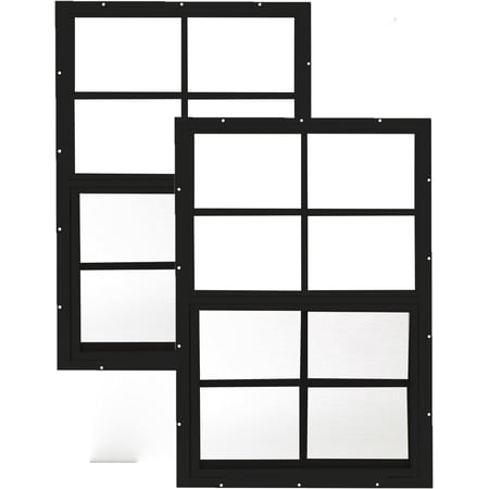 W1827BLK-BX2 18" W x 27" H Flush Mount Sliding Shed Window, Black, Tempered Glass, 2 PK