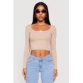 thumbnail image 2 of Women's Lace Detail Scoop Neck Long Sleeve Crop Top, 2 of 5