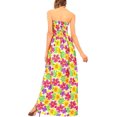 thumbnail image 4 of HAPPY BAY Women's Summer Boho A-Line Slit Maxi Beach Dress Smocked Top Evening Long Strapless Tube Dresses for Women One Size Pink, Floral, 4 of 5