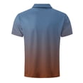 thumbnail image 4 of Fashion Ohufall T-shirt for Men Striped Gradient Color Tees Button Turndown Collar Casual Tshirt, 4 of 4