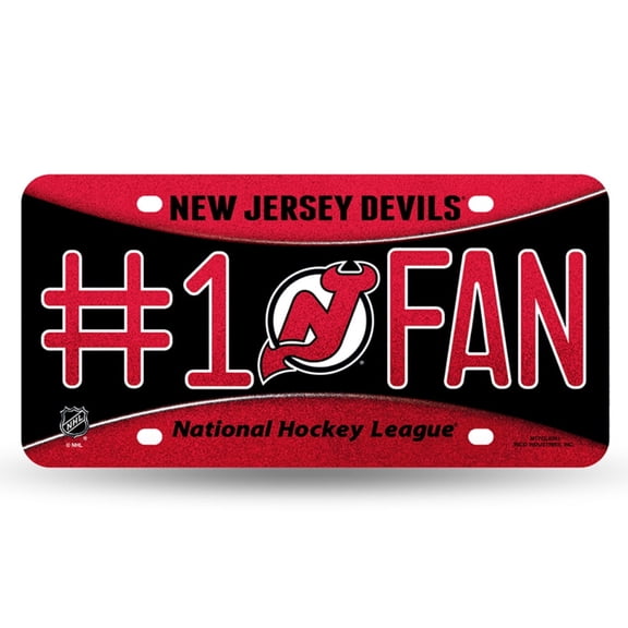 New Jersey Hockey Devils #1 Fan Sparkly Glitter Look License Plate Tag - Number One! Let's Go! It's all about the Bling!