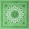 thumbnail image 1 of Ahgly Company Indoor Square Medallion Emerald Green Traditional Area Rugs, 3' Square, 1 of 4