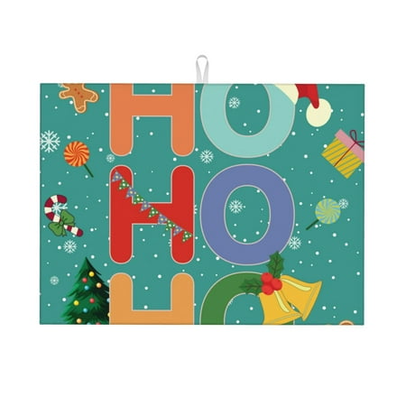 

Xecao Ho Ho Ho Patten Drying Mat Dish Drying Mats for Kitchen Counter Super Absorbent Dish Drying Pads 18×24 Inch