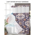 thumbnail image 4 of No Hook Cloth Fabric Shower Curtain with Snap in Liner, Blue Boho Waterproof Shower Curtains Set with See Through Top Window, Farmhouse Neutral Flowers Pattern Aesthetic Bath Curtains Shower 72"x96", 4 of 6