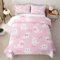 thumbnail image 2 of Erosebridal Cute Cat Twin Quilt Set for Girls, Kawaii Bowknot Twin Coverlet Set, 2-Piece 1 Quilt and 1 Pillowcase, 2 of 7