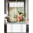 thumbnail image 6 of No Hook Cloth Fabric Shower Curtain with Snap in Liner, Vintage Pink Floral Waterproof Shower Curtains Set with See Through Top Window, Birds Retro Mottled Middle Century Bath Curtains Shower 66"x72", 6 of 6