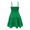 thumbnail image 5 of JULMCOMO Spring Dresses for Women Casual Vacation Mini Dress Smocked Ruffle Sleeveless Square Neck Short Dress Green S, 5 of 6