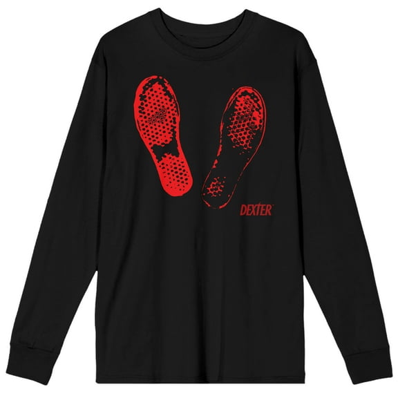 Dexter Bloody Footsteps Adult Black Long Sleeve Tee-Medium