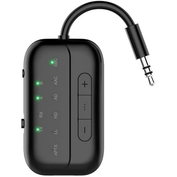Bluetooth Transmitter Receiver, 2-in-1 V5.3 Wireless Adapter, Bluetooth Audio Transceiver for Airplane TV PC MP3 Gym Switch,Bluetooth Receiver for Speakers Headphones,aptX Low Latency & HD