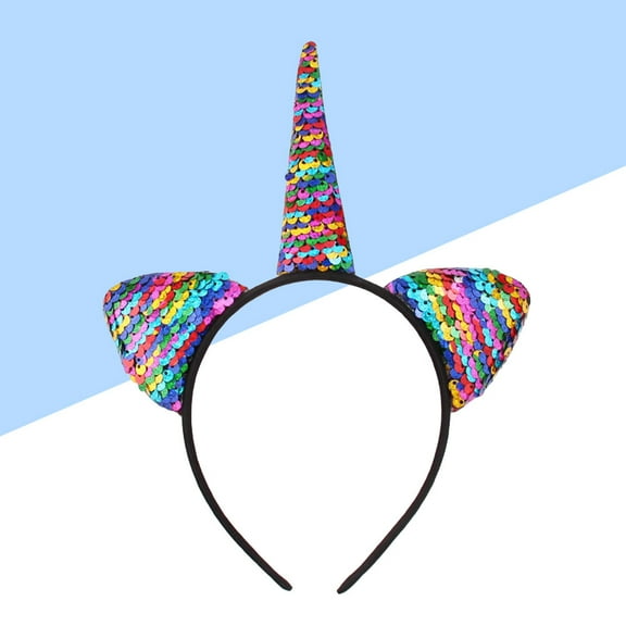 Soimiss 3Pcs Handmade Multi Color Unicorn Sequins Glitter Headband for Parties and Festivals
