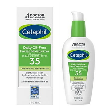 Cetaphil Face Moisturizer, Daily Oil Free Facial Moisturizer with SPF 35, For Dry or Oily Combination Sensitive Skin, Fragrance Free Face Lotion