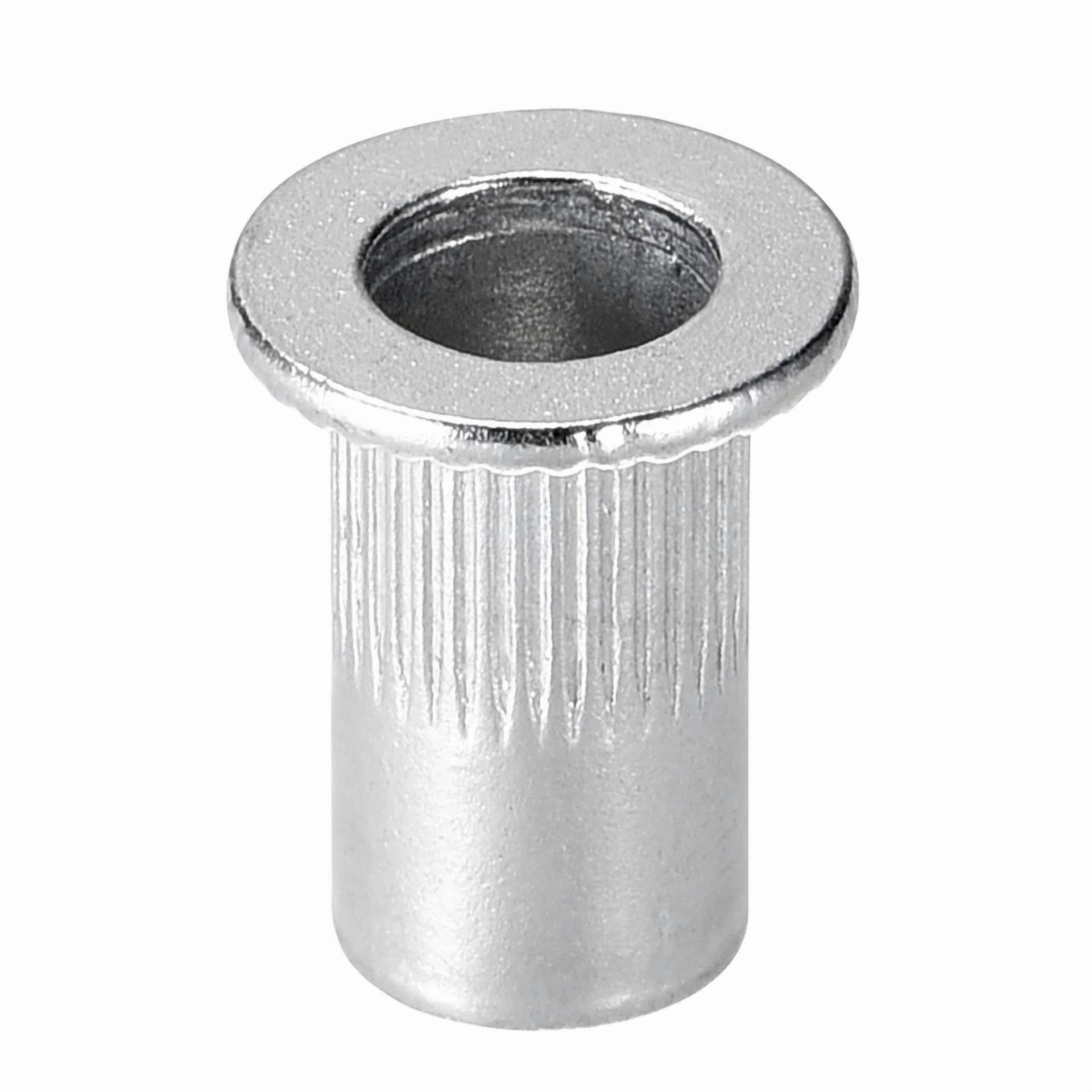 CIRCLE- 100Pcs #8-32 Rivet Nuts Aluminium Alloy Knurled Flat Head Threaded Insert Nut