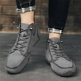 thumbnail image 6 of Mens Leather Casual Boots Lightweight High Boots Outdoor Comfort Walking Boots Slip Resistant Breathable Driving Shoes Gray 10.5 US, 6 of 7