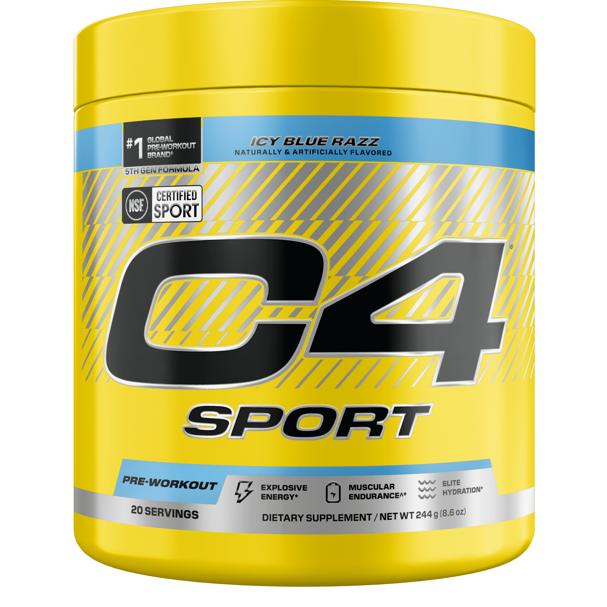 C4 Sport Pre-Workout Powder, Icy Blue Razz, 20 Servings