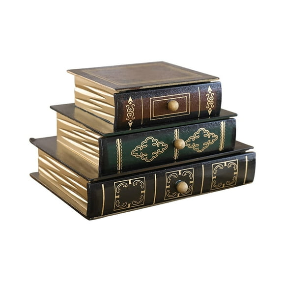 YWJLQH Book Shape Storage Box Decorative Box Jewelry Storage Box with Drawers Fake Book