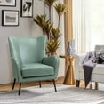 thumbnail image 5 of Faux Leather Armchair with Removable Cushion Upholstered Wingback Accent Chair for Living Room Bedroom Sage, 5 of 10