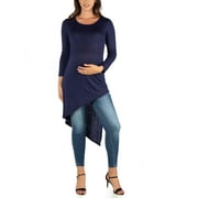 24/7 COMFORT APPAREL 24seven Comfort Apparel Long Sleeve Knee Length Asymmetrical Maternity Tunic Top