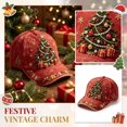 thumbnail image 2 of Basysin Vintage Christmas Print Baseball Cap Adjustable Curved Soft Hat Casual Lightweight Sun Hat Fashion Holiday Pattern Outdoor Headwear for Women Winter Hat, 2 of 5