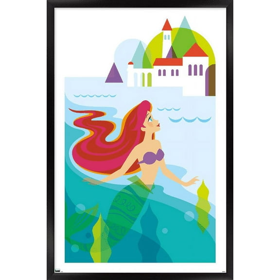 Disney The Little Mermaid - Ariel with Castle Wall Poster, 22.375" x 34" Framed